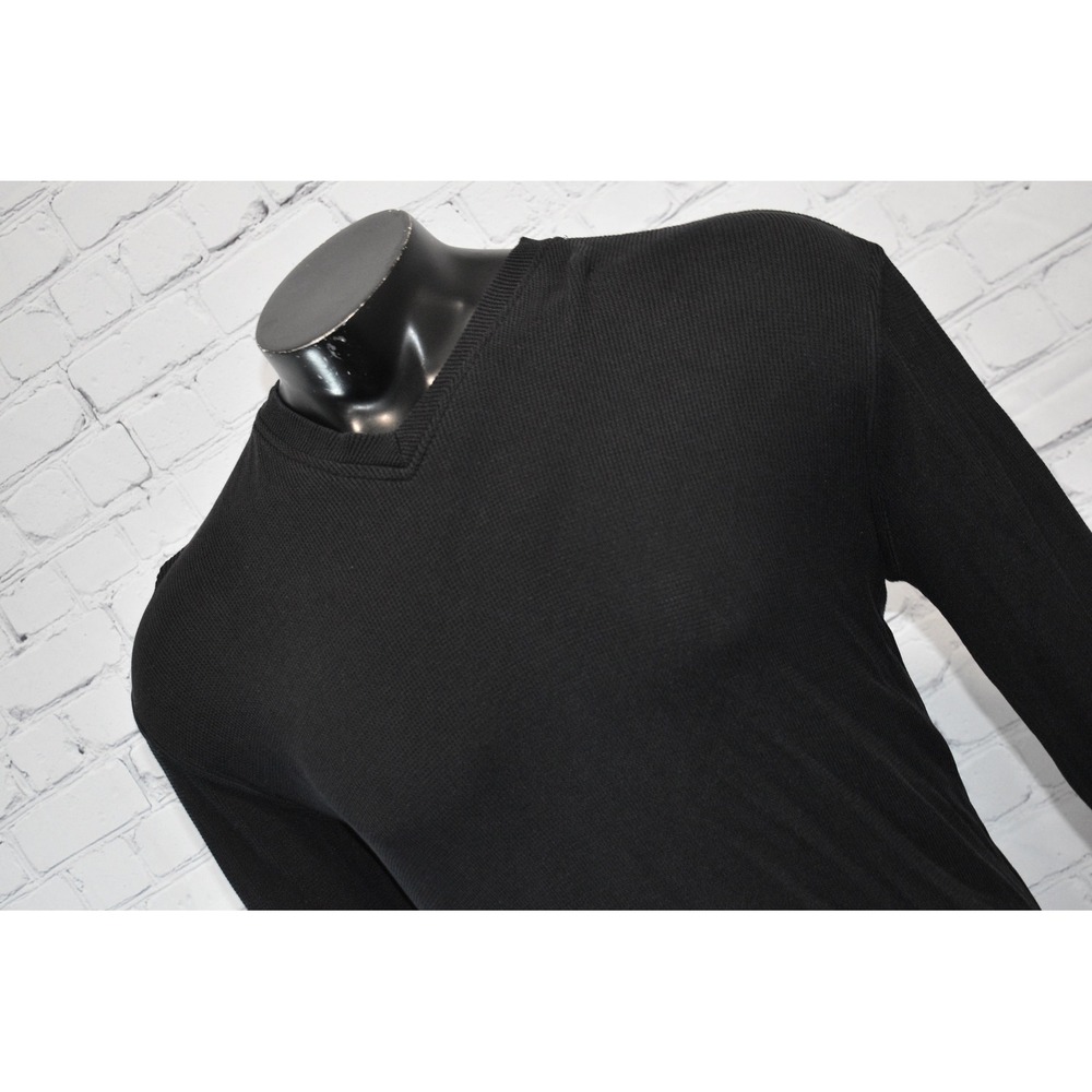 Bugatchi Uomo Sweater Mens Medium Black Silk Blend V-Neck Long Sleeve
